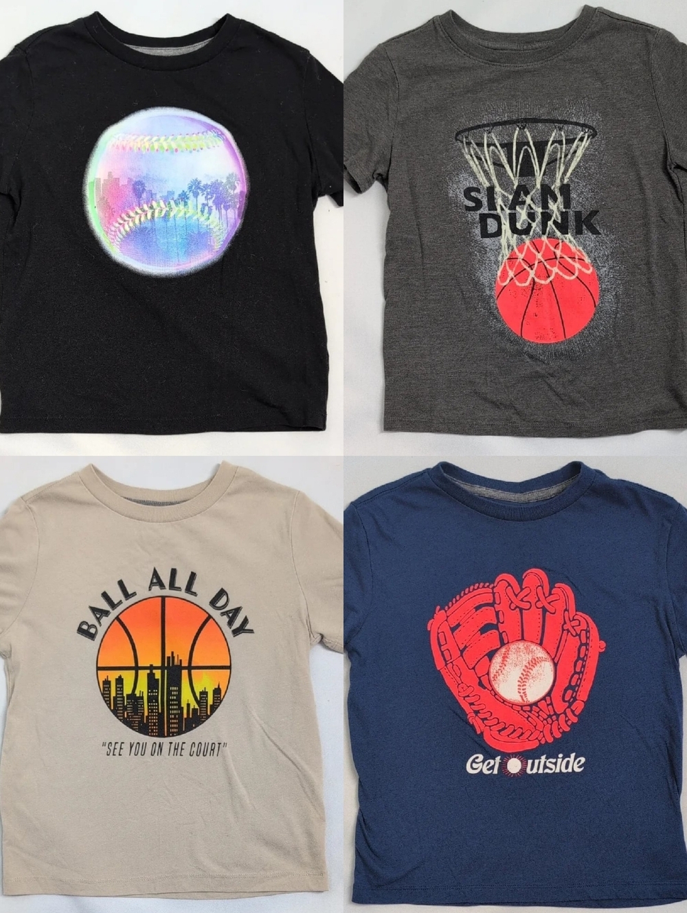 Kids Sports Graphic Tees Bundle - Baseball/Basketball